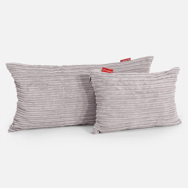 Housse de Coussin Rectangulaire 35 x 50cm - Côtelé Gris Argent 03