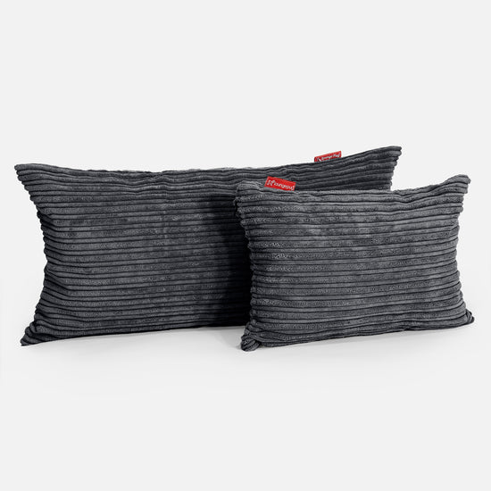 Coussin Rectangulaire 35 x 50cm - Côtelé Noir 03