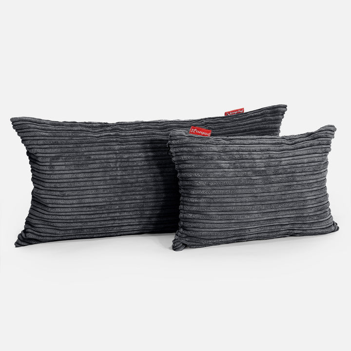 Coussin Rectangulaire 35 x 50cm - Côtelé Noir 03