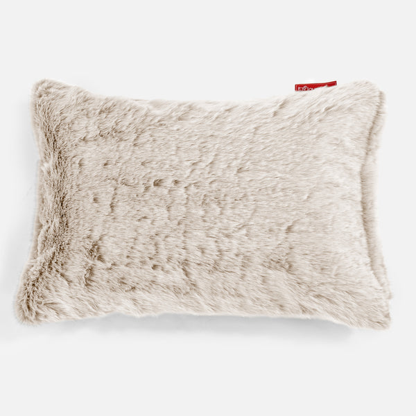 Coussin Rectangulaire 35 x 50cm - Fausse Fourrure Lapin Blanc 01