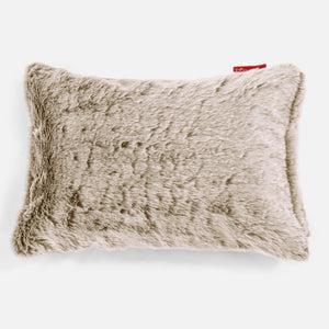 Housse de Coussin Rectangulaire 35 x 50cm - Fausse Fourrure Lapin Brun Doré