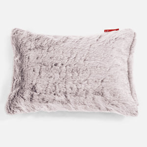 Housse de Coussin Rectangulaire 35 x 50cm - Fausse Fourrure Lapin Rose Pastel