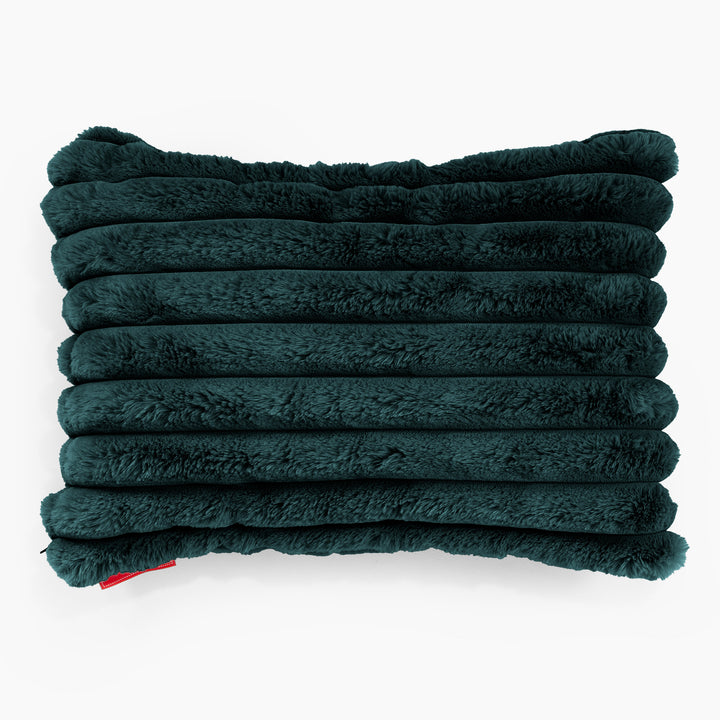 Housse de Coussin Rectangulaire 35 x 50cm - Velours Côtelé Ultra Pelucheux Bleu Canard 01