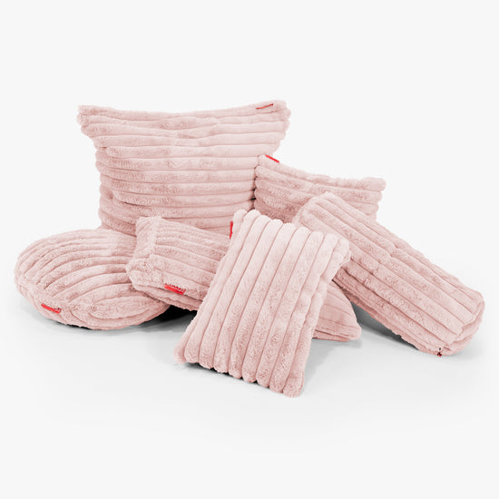 Housse de Coussin Rectangulaire 35 x 50cm - Velours Côtelé Ultra Pelucheux Rose Pastel 02