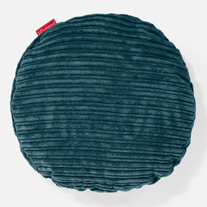 Housse de Coussin Rond 50cm - Côtelé Bleu Canard