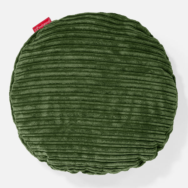 Housse de Coussin Rond 50cm - Côtelé Vert Forêt 01