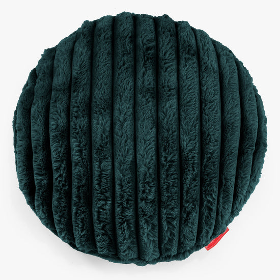 Housse de Coussin Rond 50cm - Velours Côtelé Ultra Pelucheux Bleu Canard 01
