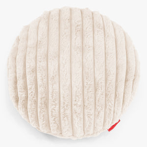 Housse de Coussin Rond 50cm - Velours Côtelé Ultra Pelucheux Crème