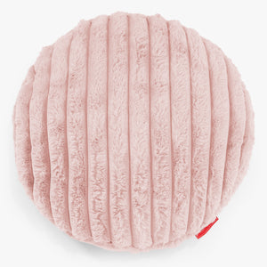 Housse de Coussin Rond 50cm - Velours Côtelé Ultra Pelucheux Rose Pastel