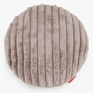 Housse de Coussin Rond 50cm - Velours Côtelé Ultra Pelucheux Vison