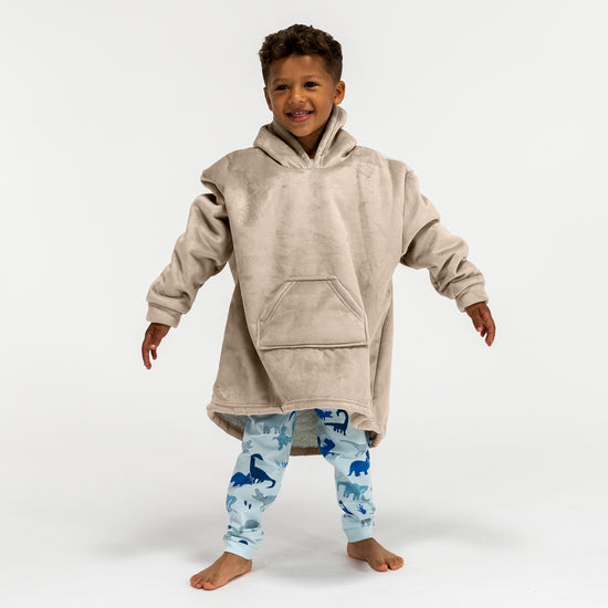 Couverture à Capuche pour Enfants - Molleton Crème / Vison 03