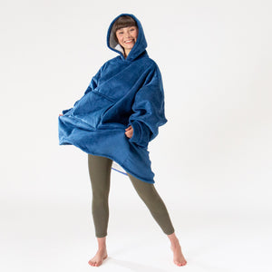Couverture à Capuche pour Homme et Femme - Molleton Bleu Foncé