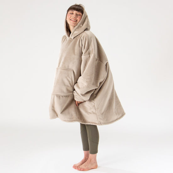 Couverture à Capuche pour Homme et Femme - Molleton Crème / Vison 03