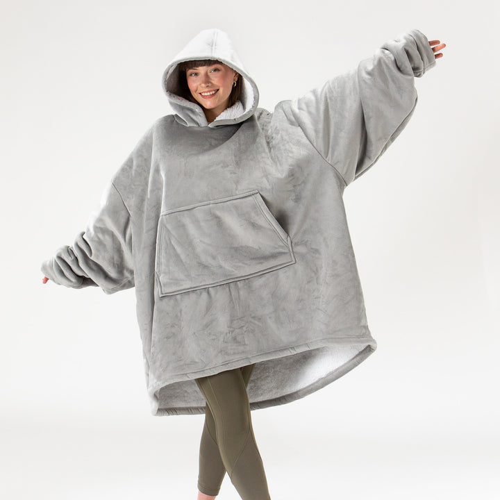 Couverture à Capuche pour Homme et Femme - Molleton Gris 02