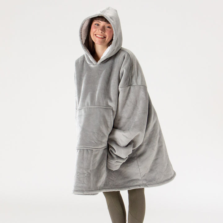 Couverture à Capuche pour Homme et Femme - Molleton Gris 03