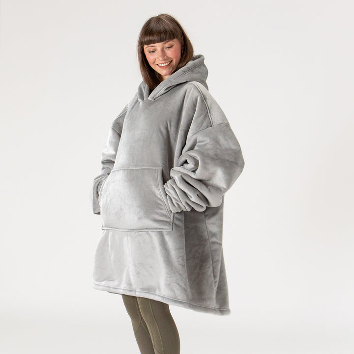 Couverture à Capuche pour Homme et Femme - Molleton Gris 04