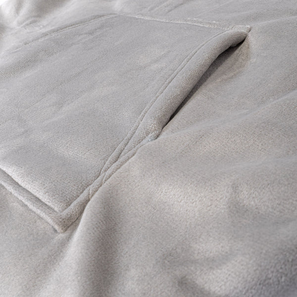 Couverture à Capuche pour Homme et Femme - Molleton Gris Fabric Close-up Image