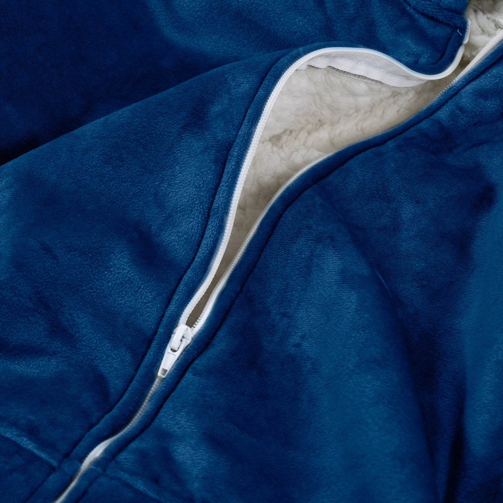 Couverture à Capuche zippé pour Homme et Femme - Molleton Bleu Foncé 05