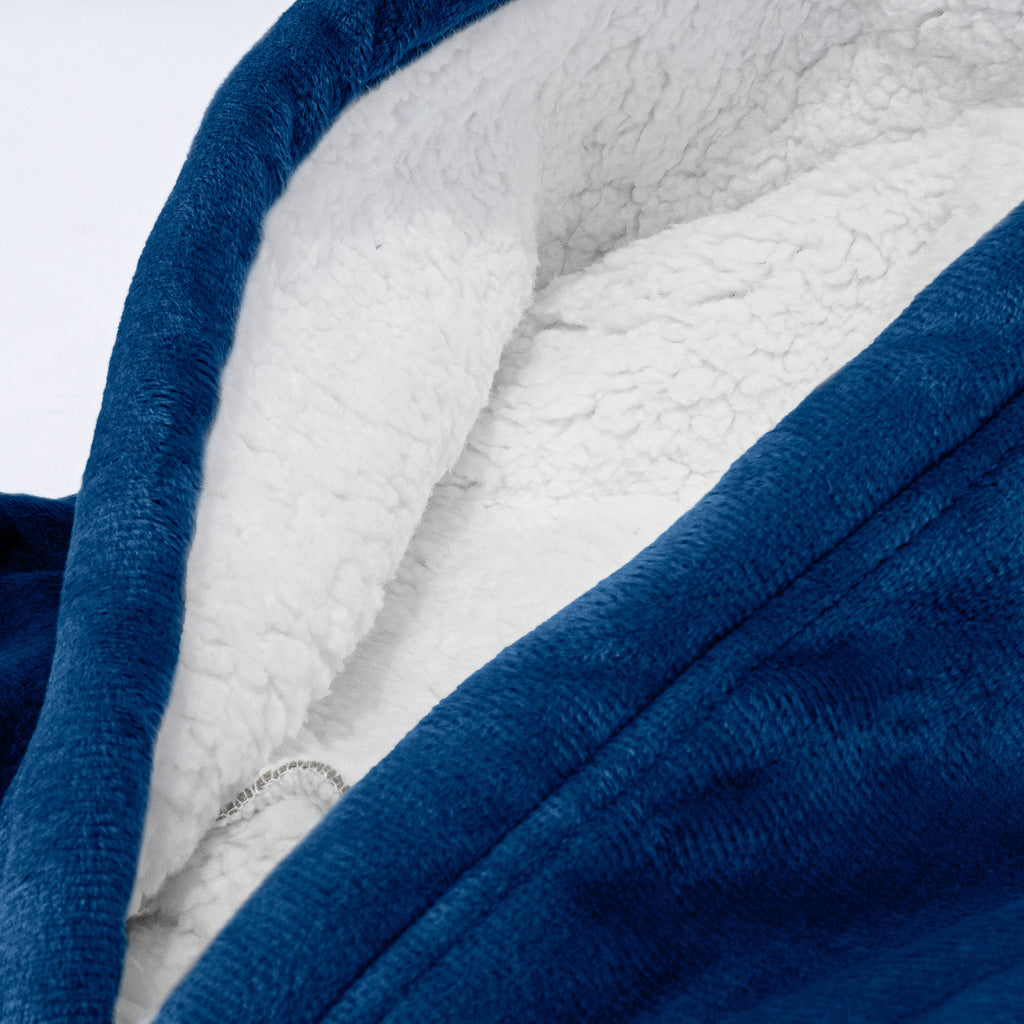 Couverture à Capuche zippé pour Homme et Femme - Molleton Bleu Foncé 06
