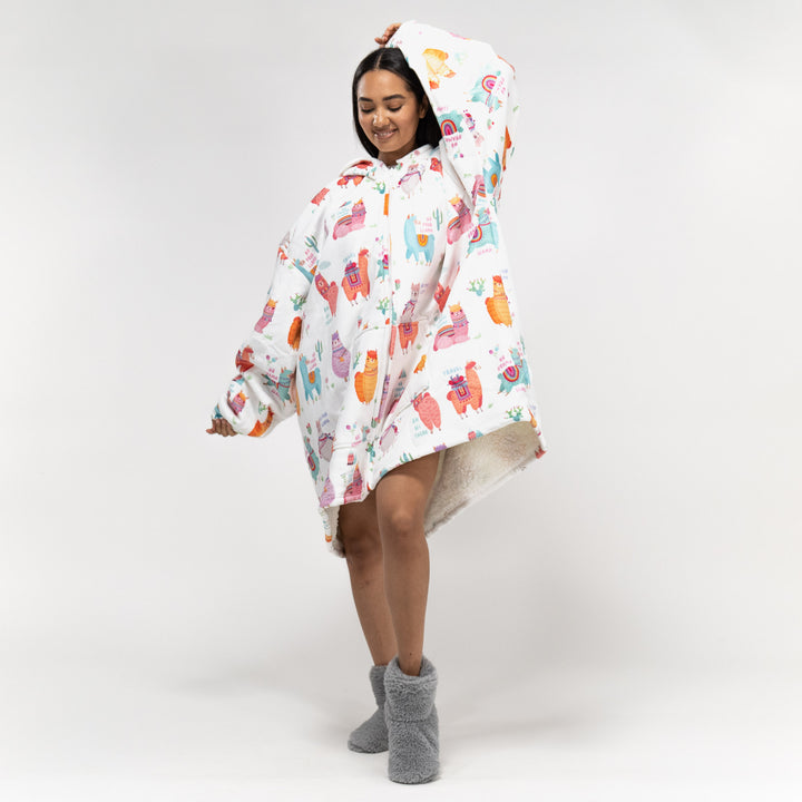 Couverture à Capuche zippé pour Homme et Femme - Molleton Lama 01