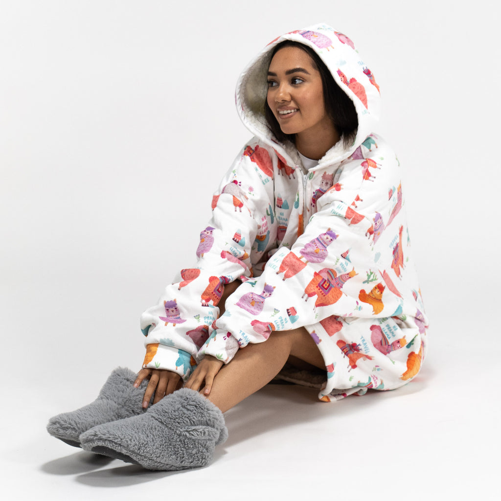 Couverture à Capuche zippé pour Homme et Femme - Molleton Lama 04