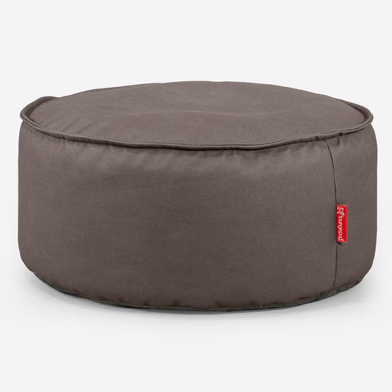 Pouf Design Rond - Cuir Végan Chocolat 01