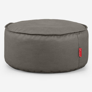 Pouf Design Rond - Cuir Végan Gris