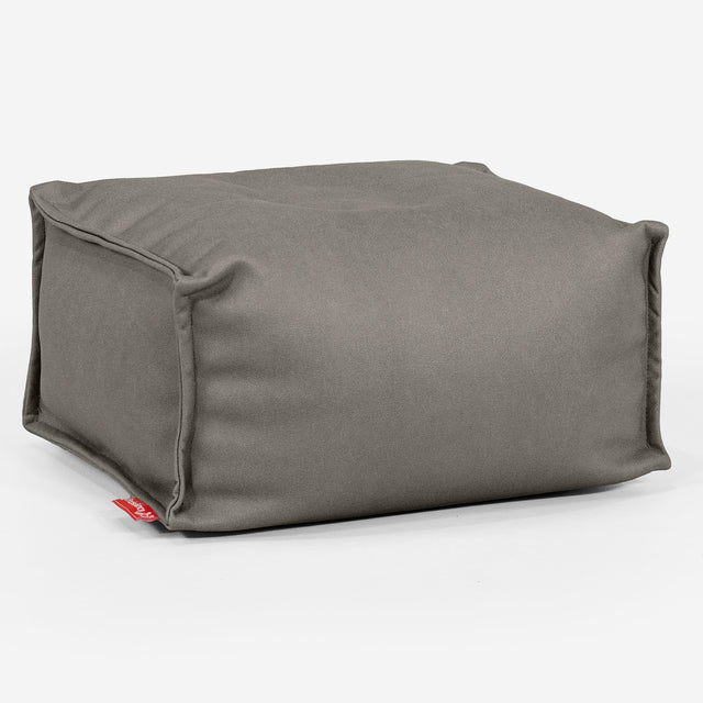 Pouf Repose Pied - Cuir Végan Gris 01