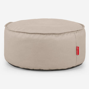 Pouf Design Rond - Cuir Végan Ivoire