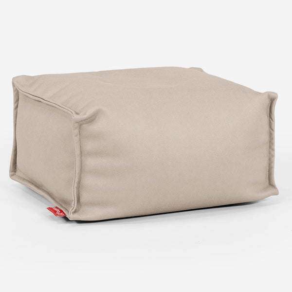 Pouf Repose Pied - Cuir Végan Ivoire 01