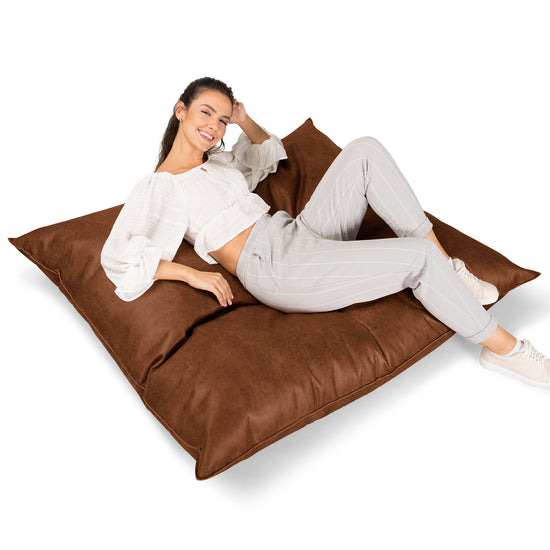 Pouf Géant XXL - Cuir Vintage Camel 03