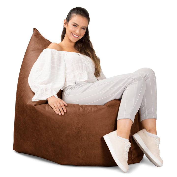 Pouf Géant XXL - Cuir Vintage Camel 04