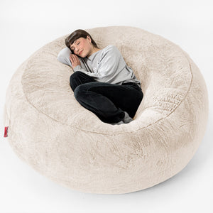 Canapé Pouf Géant Grande Mammouth - Fausse Fourrure Lapin Blanc