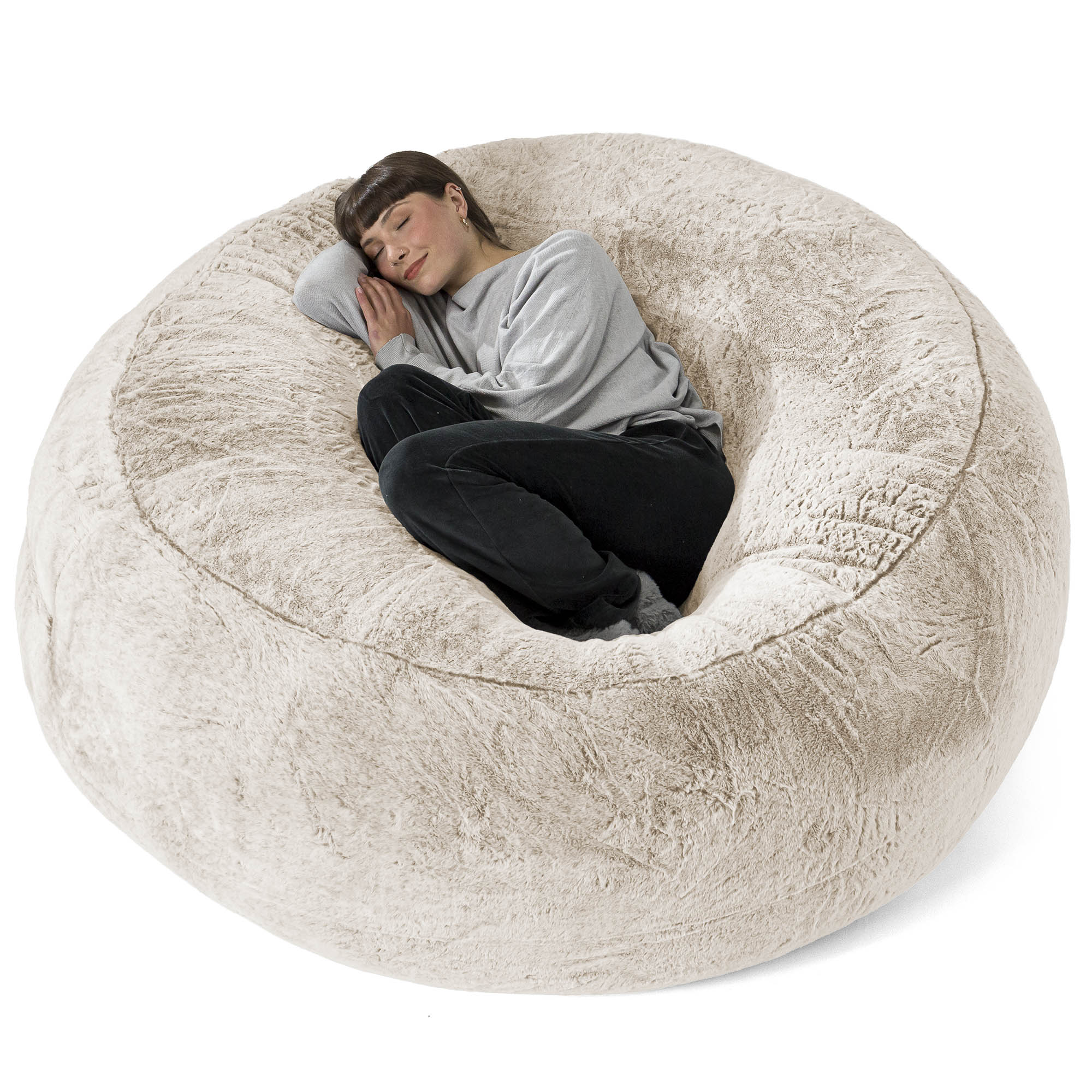 Housse De Pouf Géant En Fausse Fourrure - 3 Tailles (1,6m à 2,1m), Ultra Douce, Lavable, Sans Remplissage - 4