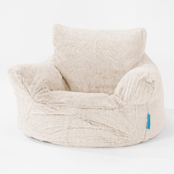 Fauteuil Pouf Bambin 1-3 ans - Fausse Fourrure Lapin Blanc 01