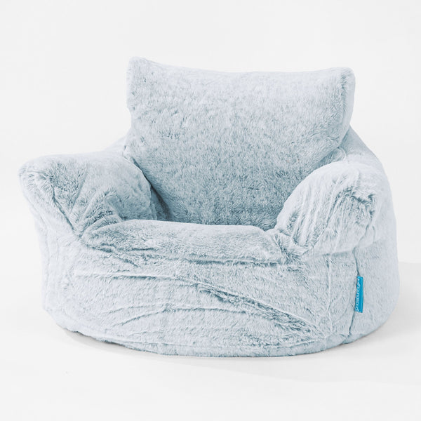 Fauteuil Pouf Bambin 1-3 ans - Fausse Fourrure Lapin Bleu Pastel 01