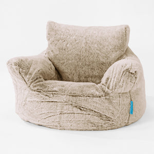 Fauteuil Pouf Bambin 1-3 ans - Fausse Fourrure Lapin Brun Doré