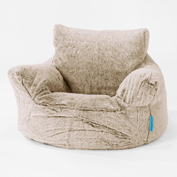 Fauteuil Pouf Bambin 1-3 ans - Fausse Fourrure Lapin Brun Doré 01