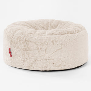 Pouf Design Rond - Fausse Fourrure Lapin Blanc