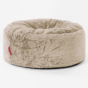 Pouf Design Rond - Fausse Fourrure Lapin Brun Doré