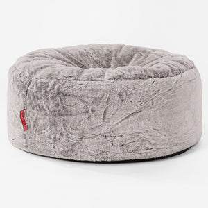 Pouf Design Rond - Fausse Fourrure Lapin Gris clair