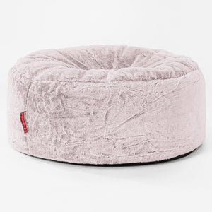 Pouf Design Rond - Fausse Fourrure Lapin Rose Pastel