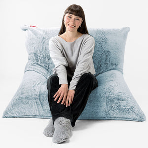 Pouf Géant XXL - Fausse Fourrure Lapin Bleu Pastel