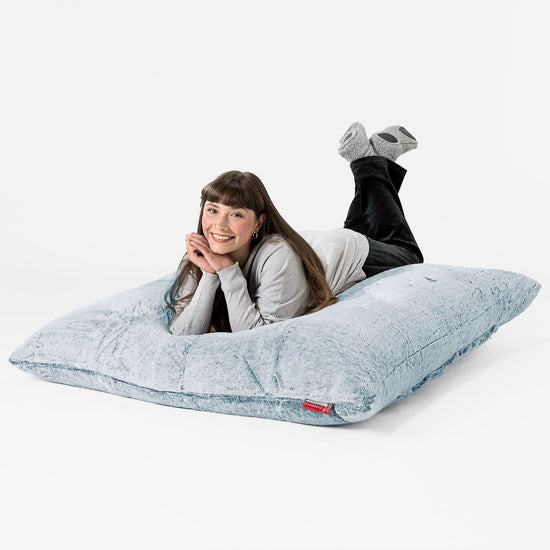 Pouf Géant XXL - Fausse Fourrure Lapin Bleu Pastel 03