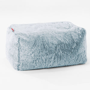 Petit Repose Pied - Fausse Fourrure Lapin Bleu Pastel