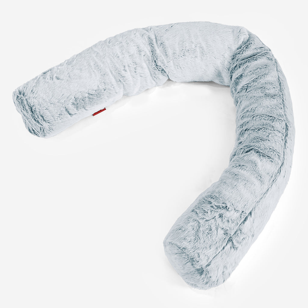 Traversin C150-L, Memoire De Forme - Fausse Fourrure Lapin Bleu Pastel 01