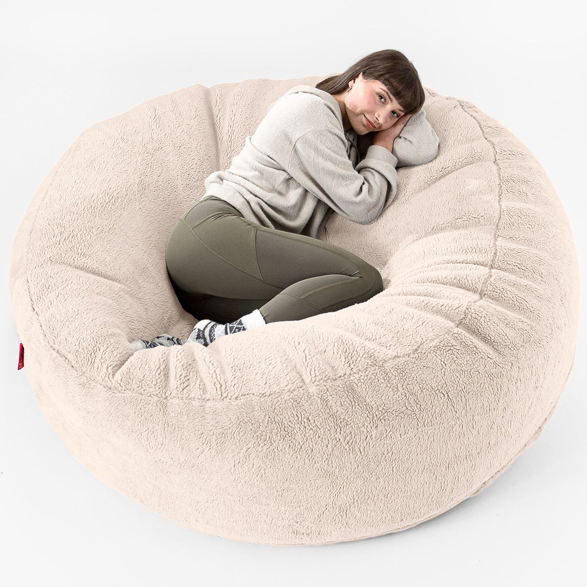 Gros Pouf Fauteuil Relax - Fausse Fourrure Nounours Gris Foncé