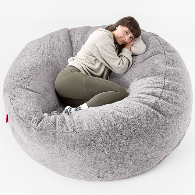Canapé Pouf Géant Grande Mammouth - Fausse Fourrure Nounours Gris moyen 01