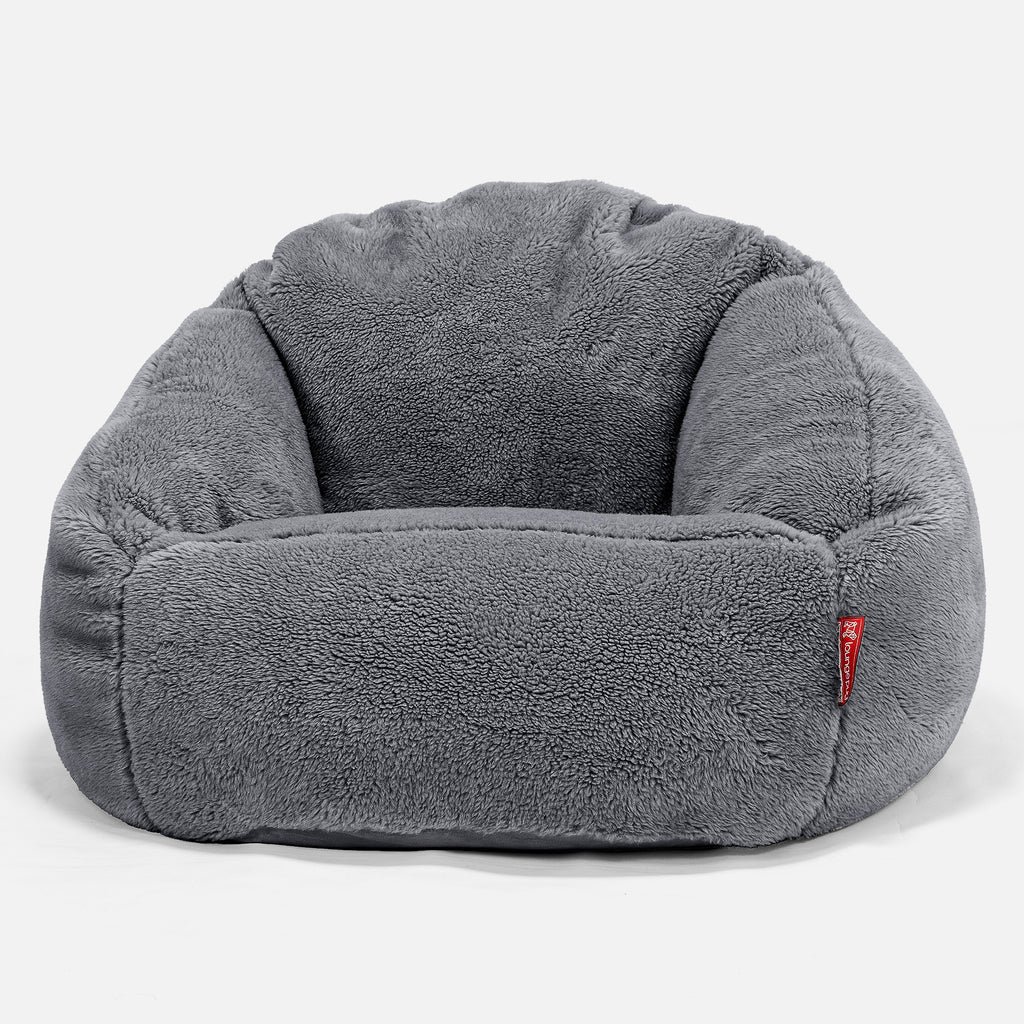 Pouf Chaise Bubble - Fausse Fourrure Nounours Gris Foncé 01