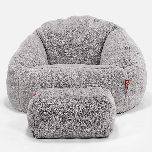 Pouf Chaise Bubble - Fausse Fourrure Nounours Gris moyen 02